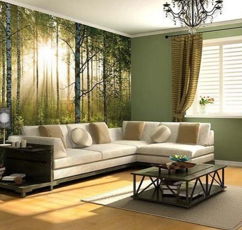 Green Forrest murals in Living Room