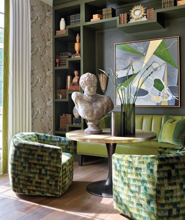 Lively Green Themed Living Room