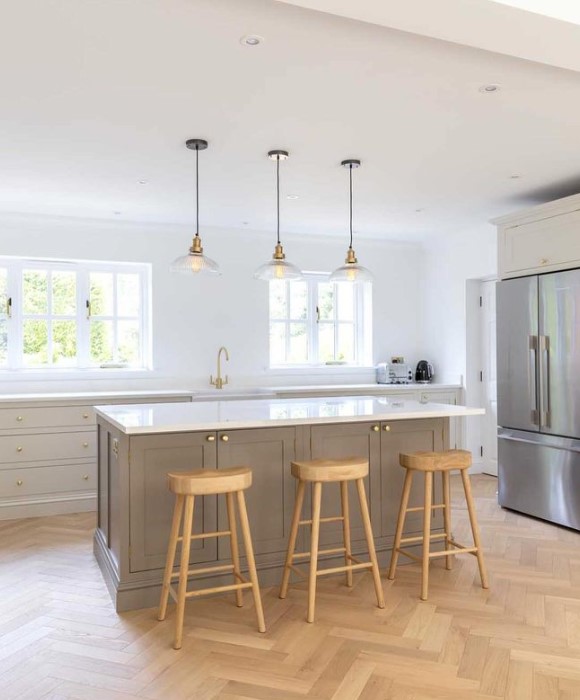 Bright Light Kitchen with Wooden Stools