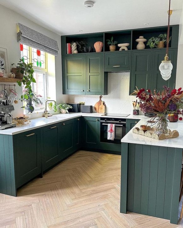 Dark Green Cabinets