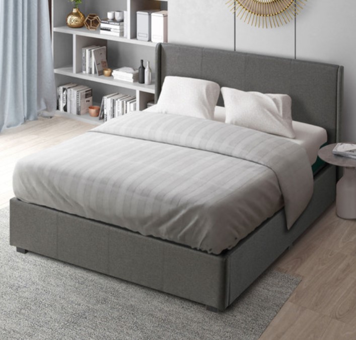 Gray Bedframe And Rug