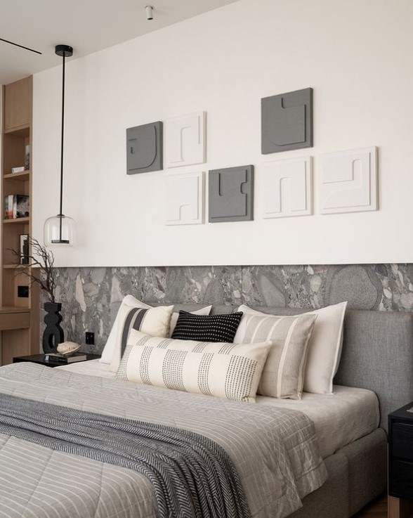 Gray and White Black Bedroom