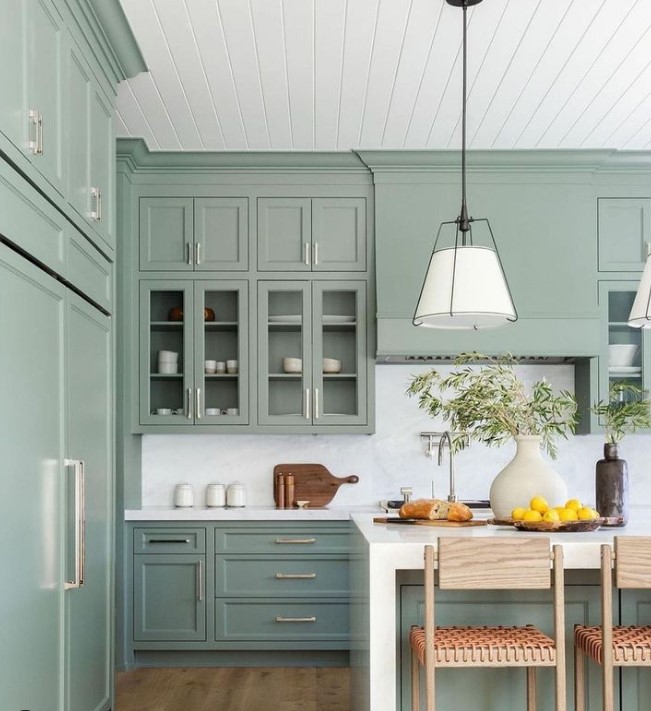 Pale Sage Green Cabinets