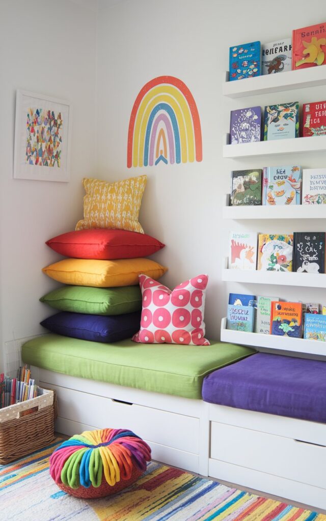 Rainbow stacking Reading Nook