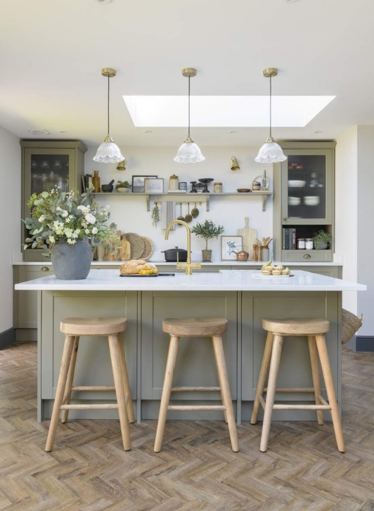 Sage Green and Kitchen Island