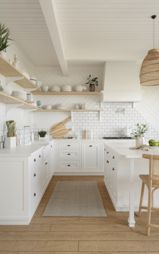 Scandinavian Kitchen with Crisp White and Warm Wood Details