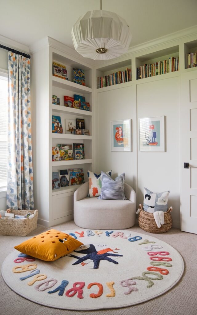 Reading Corner with Chair and colorful cushions