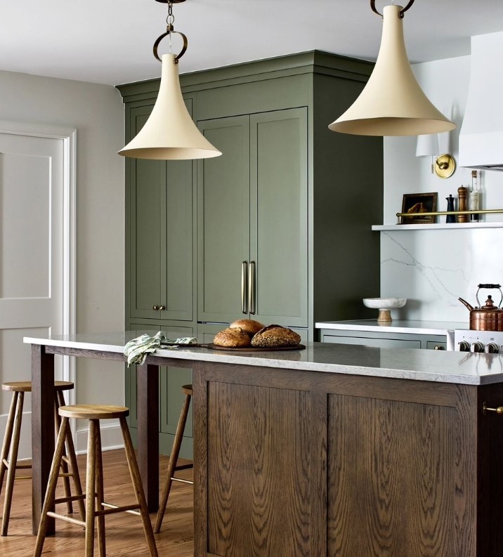 green kitchen cabinets