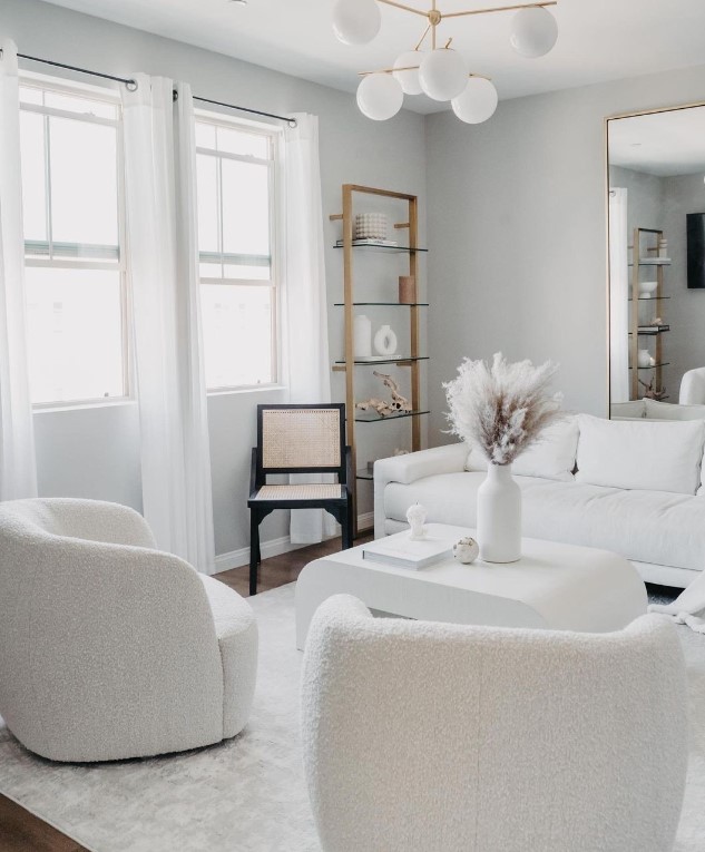 White Scandinavian Decor in Living Room