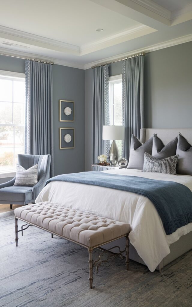 Slate blue and gray bedroom Decor