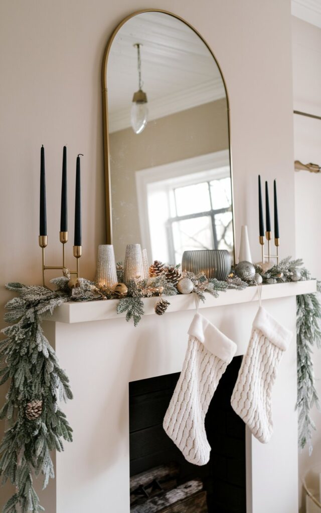 Chic and modern Christmas Mantel Decor Ideas