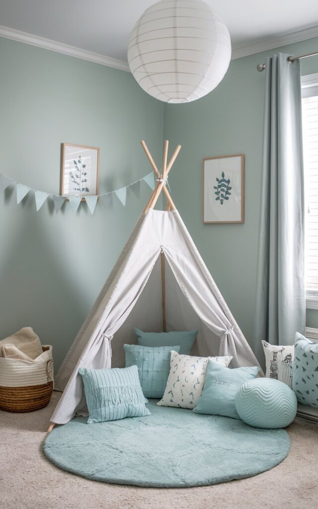 Serene Reading Corner with a Soft Tepee