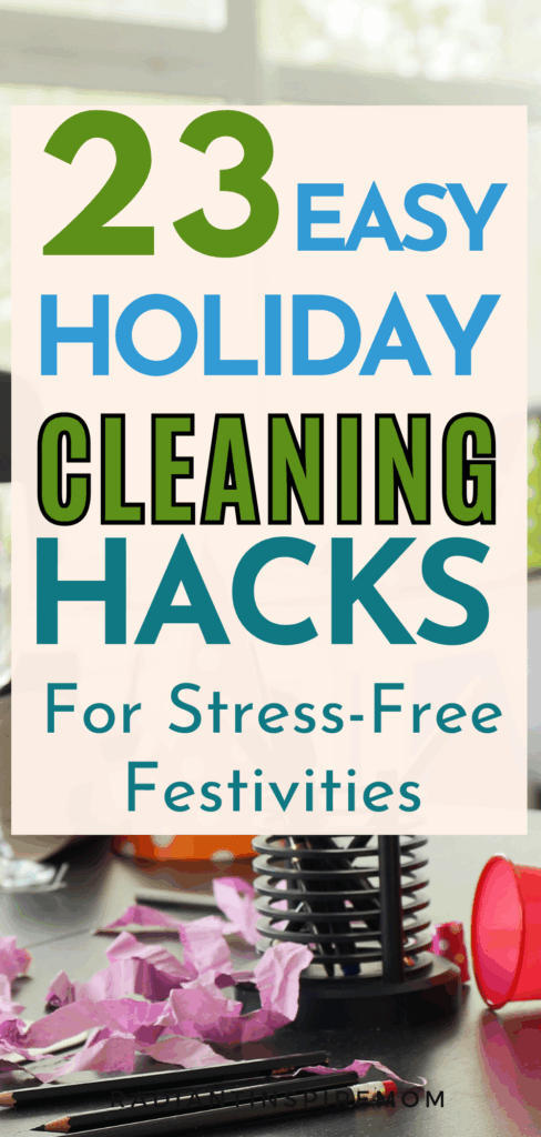 Make hosting easier with these 23 easy holiday cleaning hacks that save time and reduce stress. From quick kitchen cleanups to guest-ready bathroom tips, you’ll learn how to prep your home effortlessly. Perfect for busy hosts who want a spotless home without last-minute chaos. Enjoy a sparkling space and stress-free celebrations all season long.