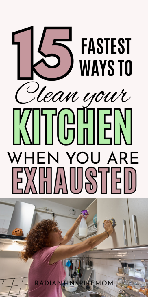 Too tired to clean but can’t stand the mess? This fastest way to clean your kitchen is made for exhausted days. Learn quick kitchen cleaning hacks, a realistic cleaning routine, and lazy cleaning tips that help you reset your kitchen fast without deep cleaning. Perfect for busy moms, night owls, and anyone running on empty.